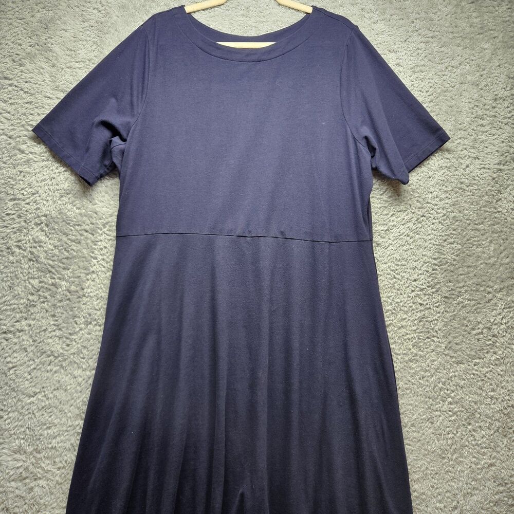 Croft & Barrow Womens Navy Blue Midi Dress Size 2X Casual Cotton Stretch
